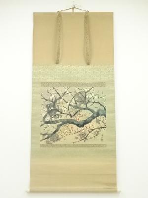 岸本圭逸筆　光琳之梅　肉筆絹本掛軸（共箱）